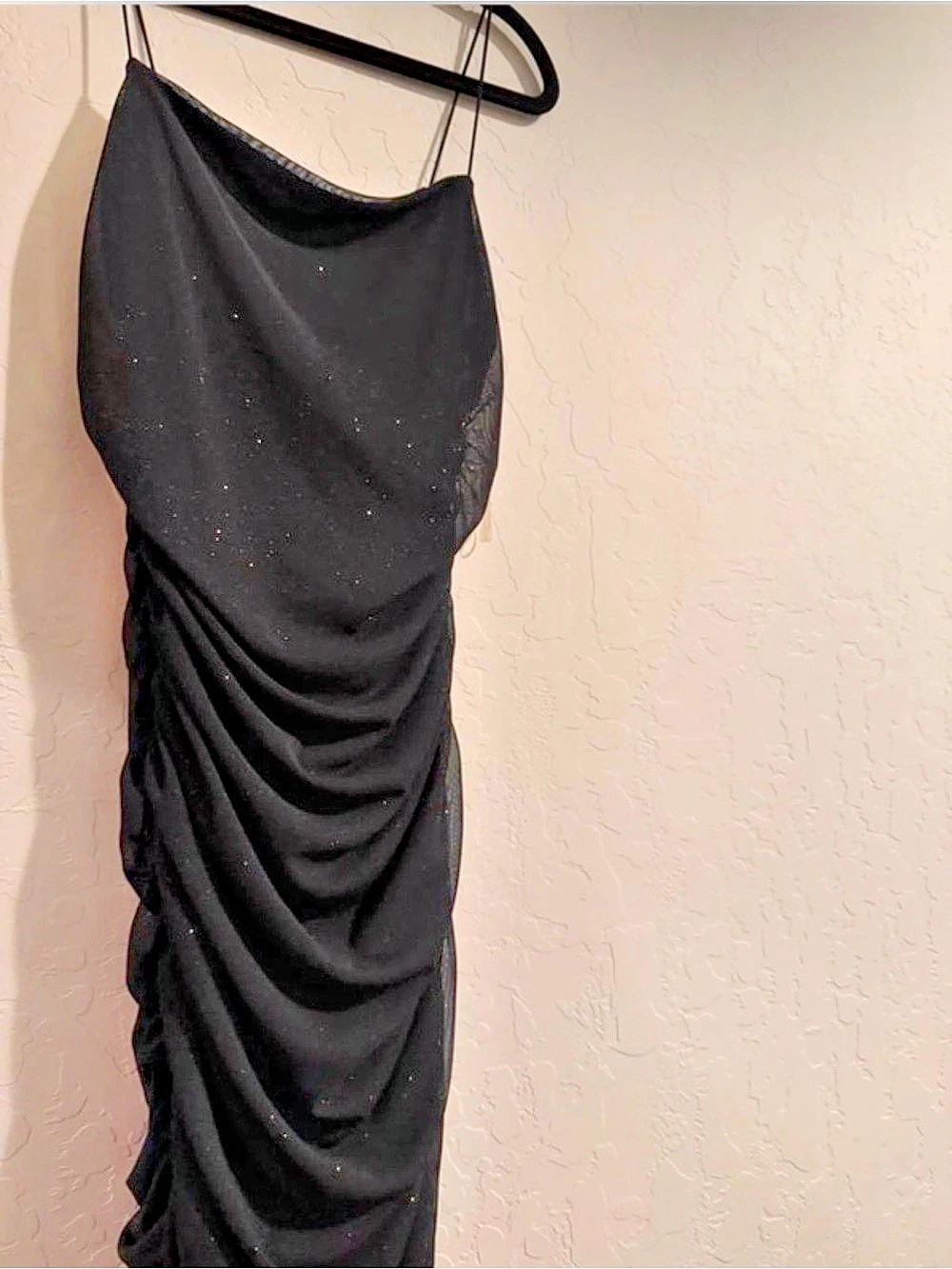 Apparel Black Ruched Midi Dress